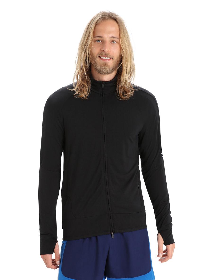 Sweat À Capuche Icebreaker ZoneKnit™ Merino Long Sleeve Zip Homme Noir | FR 1261EBCX